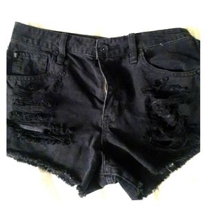 High rise distressed shorts